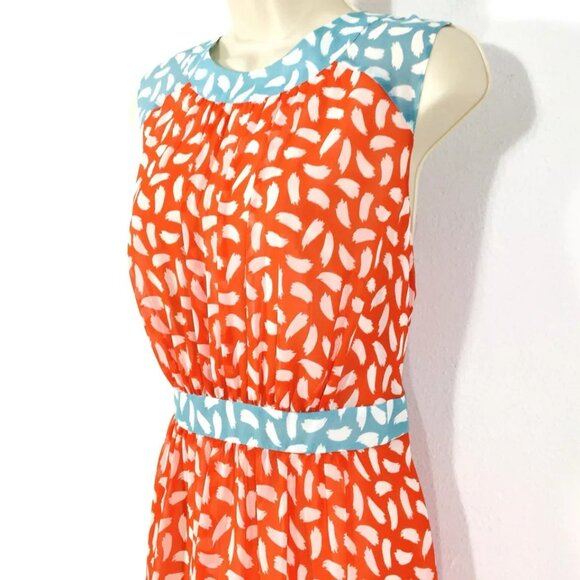 NWT Boden Sylvie Brush Stroke Midi Dress Sz 12 Lined Zipper Flowy Chiffon - Picture 6 of 13